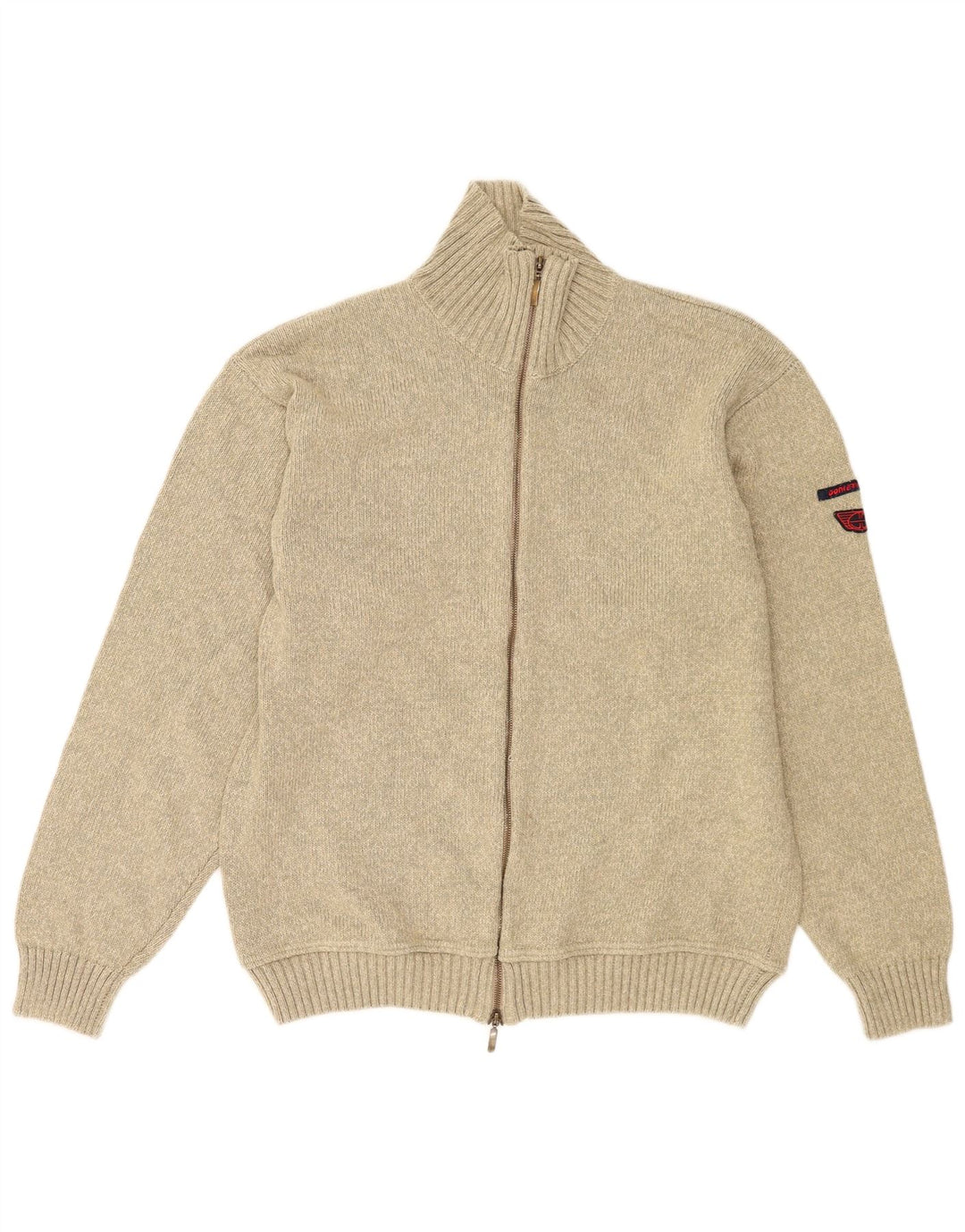 Donkervoort Herren-Cardigan mit durchgehendem Reißverschluss, groß, beige, Acryl