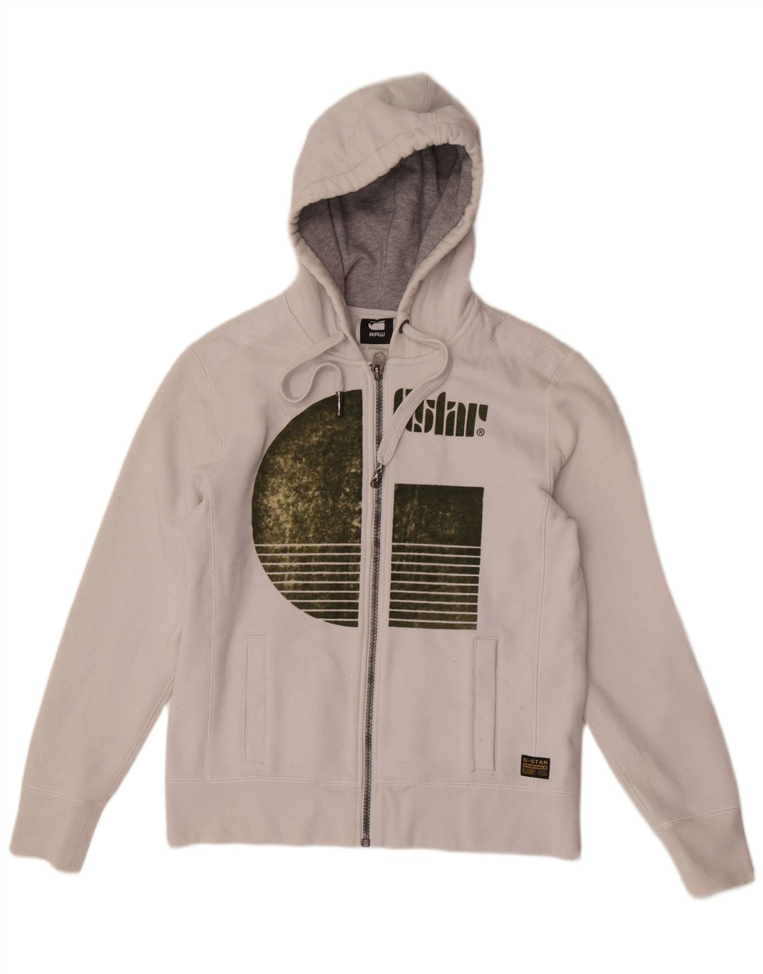 G-Star Herren-Kapuzenpullover mit grafischem Reißverschluss, groß, aus weißem Polyester