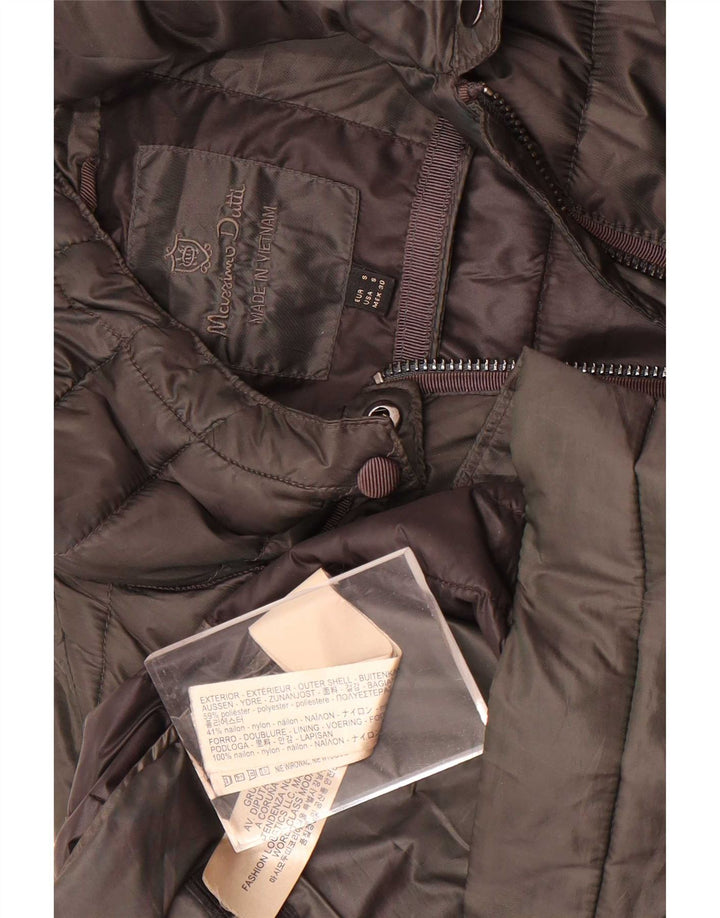 Massimo Dutti Wattierter Damenmantel mit Kapuze, UK 10, Größe S, Khaki, Polyester