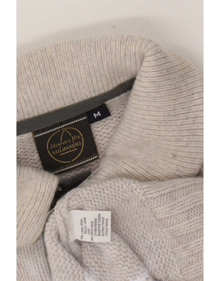 Murphy & Nye Herren-Pullover mit Polokragen, mittelgraue Wolle in Blockfarben
