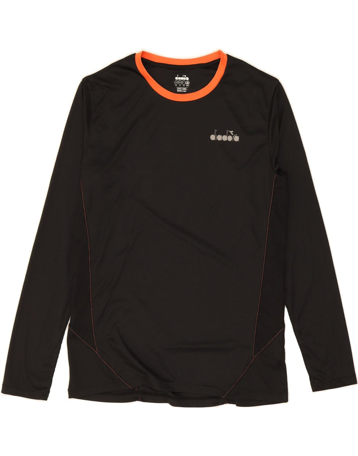 DIADORA Mens Graphic Top Long Sleeve XL Black Polyester Vintage Diadora and Second-Hand Diadora from Messina Hembry 