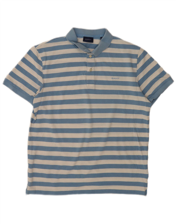 Gant Herren-Poloshirt, groß, blau gestreift, Baumwolle