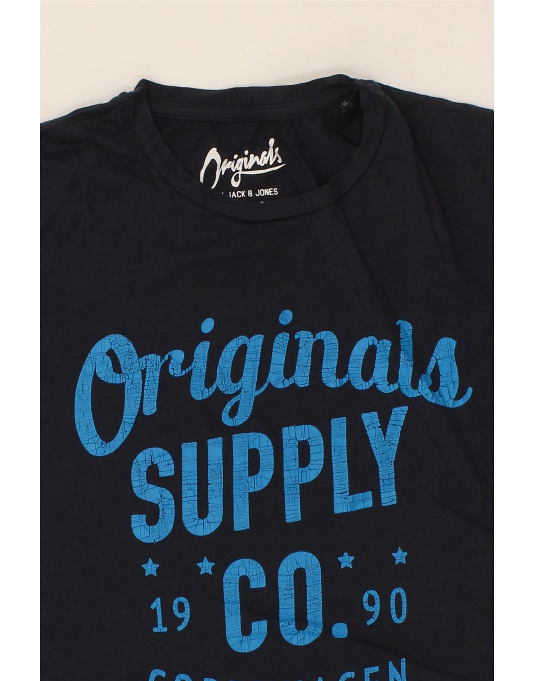 JACK & JONES Mens Graphic T-Shirt Top Medium Black Cotton Vintage Jack & Jones and Second-Hand Jack & Jones from Messina Hembry 