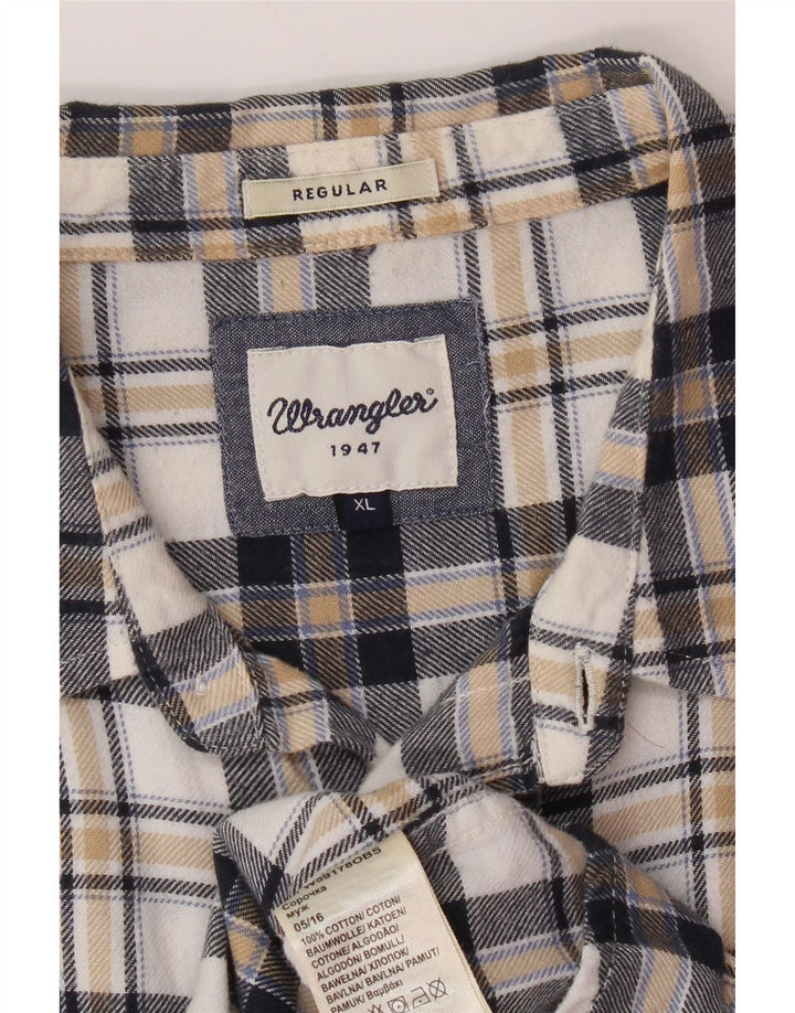 WRANGLER Herren-Flanellhemd mit normaler Passform, XL, weiß kariert, Baumwolle