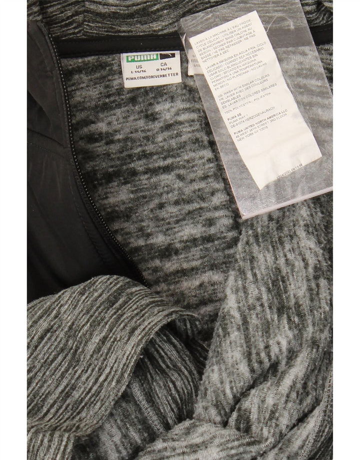 PUMA Jungen-Kapuzenpullover mit Reißverschluss, 14–15 Jahre, groß, graues Farbblock-Polyester