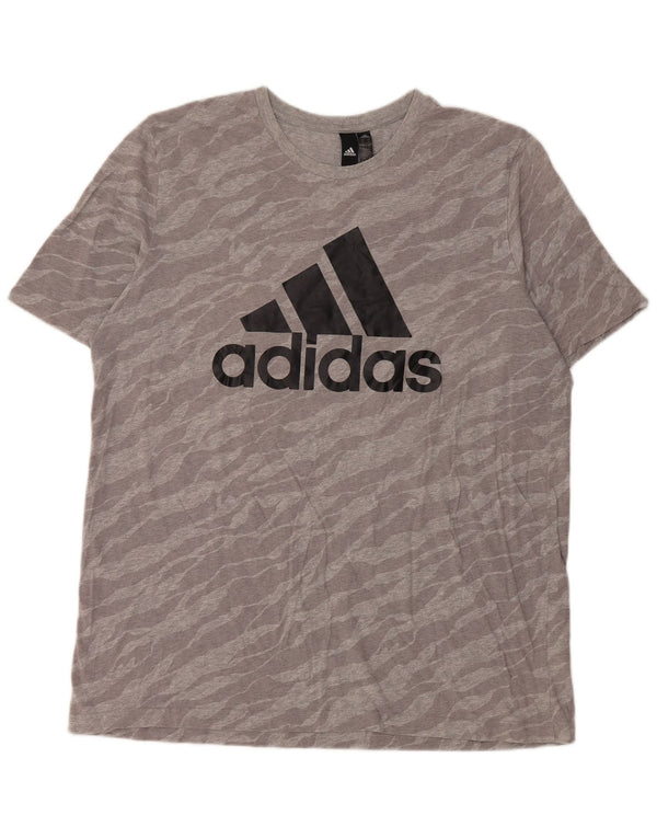 Adidas Herren Grafik T-Shirt Top XL Grau Baumwolle mit Animal-Print