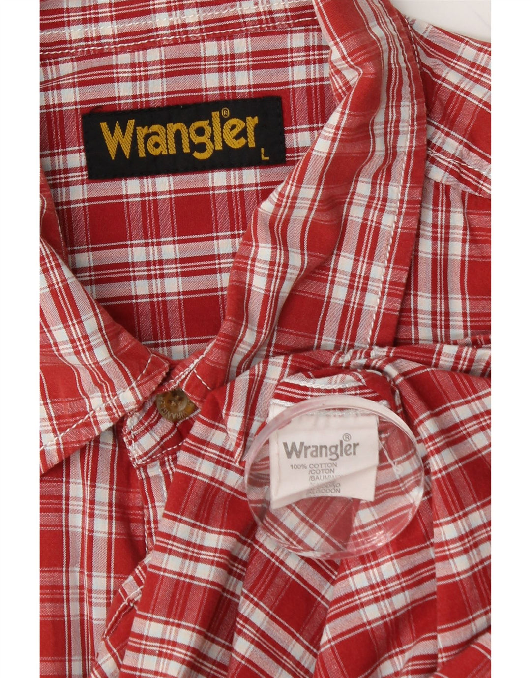 WRANGLER Herren-Kurzarmhemd, groß, rot kariert, Baumwolle