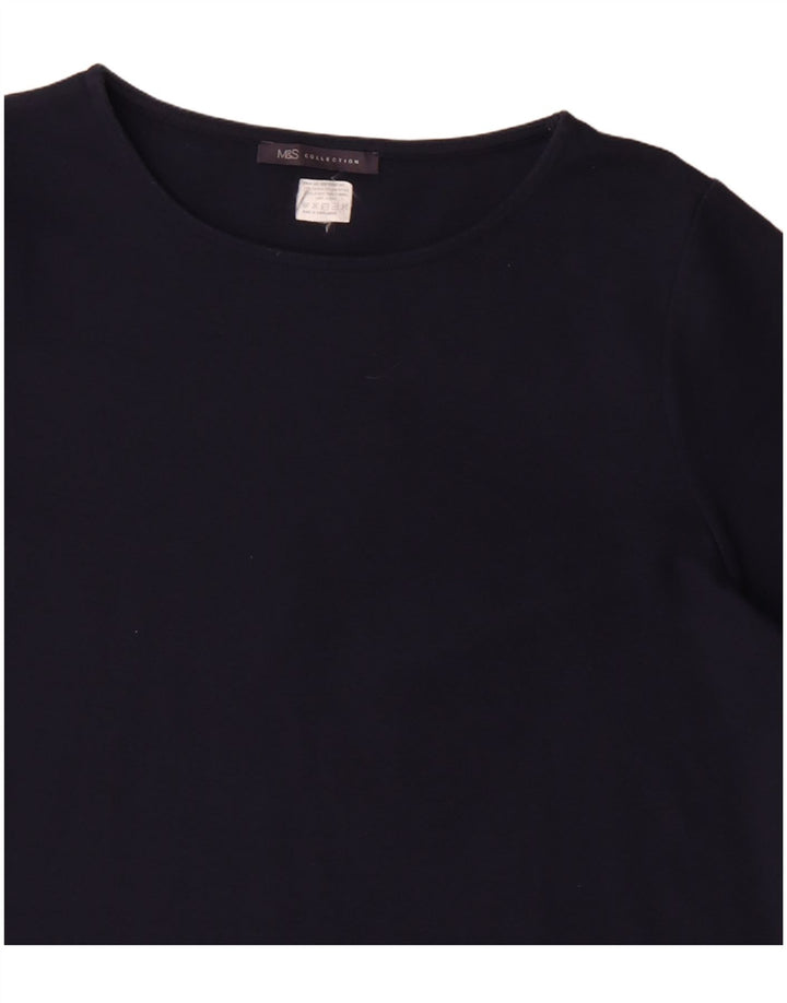 Marks & Spencer Damen-Basic-Kleid mit 3/4-Ärmeln, Gr. 40, Marineblau, Klassisch