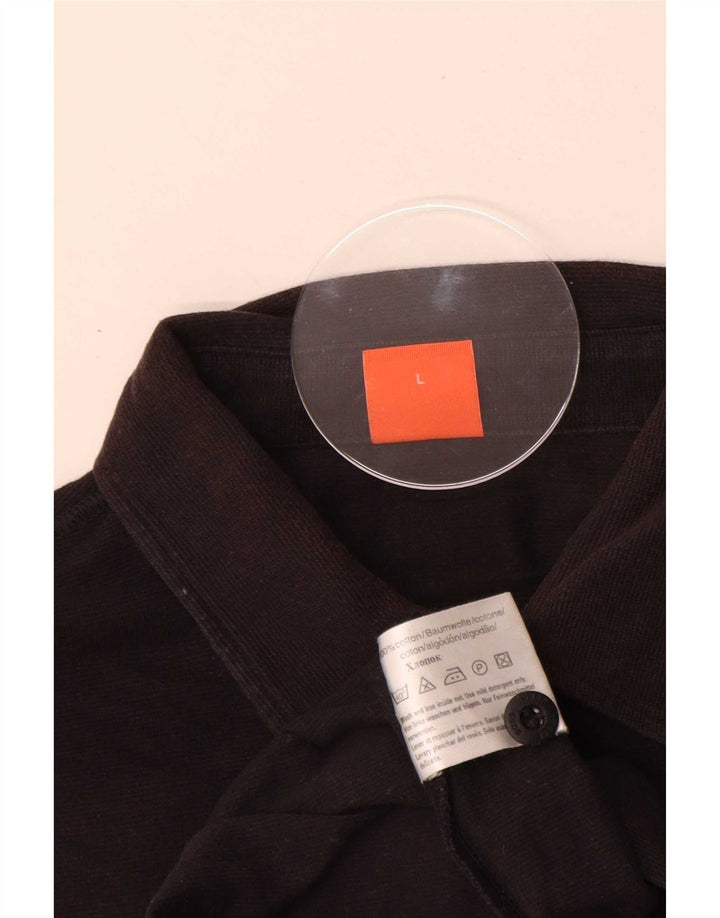 Hugo Boss Herren-Poloshirt, groß, schwarze Baumwolle