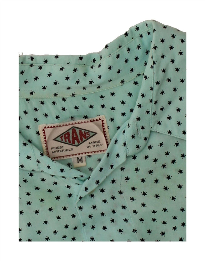 VINTAGE Mens Short Sleeve Shirt Medium Turquoise Geometric Vintage Vintage and Second-Hand Vintage from Messina Hembry 