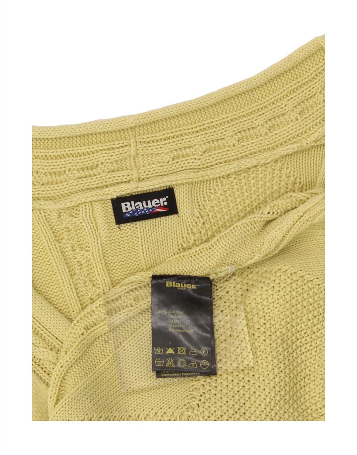 BLAUER Womens Cardigan Sweater UK 12 Medium Yellow Cotton Vintage Blauer and Second-Hand Blauer from Messina Hembry 