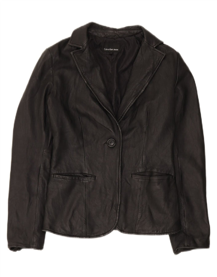 Calvin Klein Jeans Damen 1-Knopf-Blazerjacke UK 10 Small Schwarz