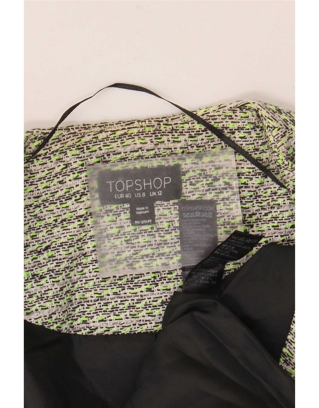 Topshop Womens Open Blazer Jacke UK 12 Mittelgrüne Baumwolle