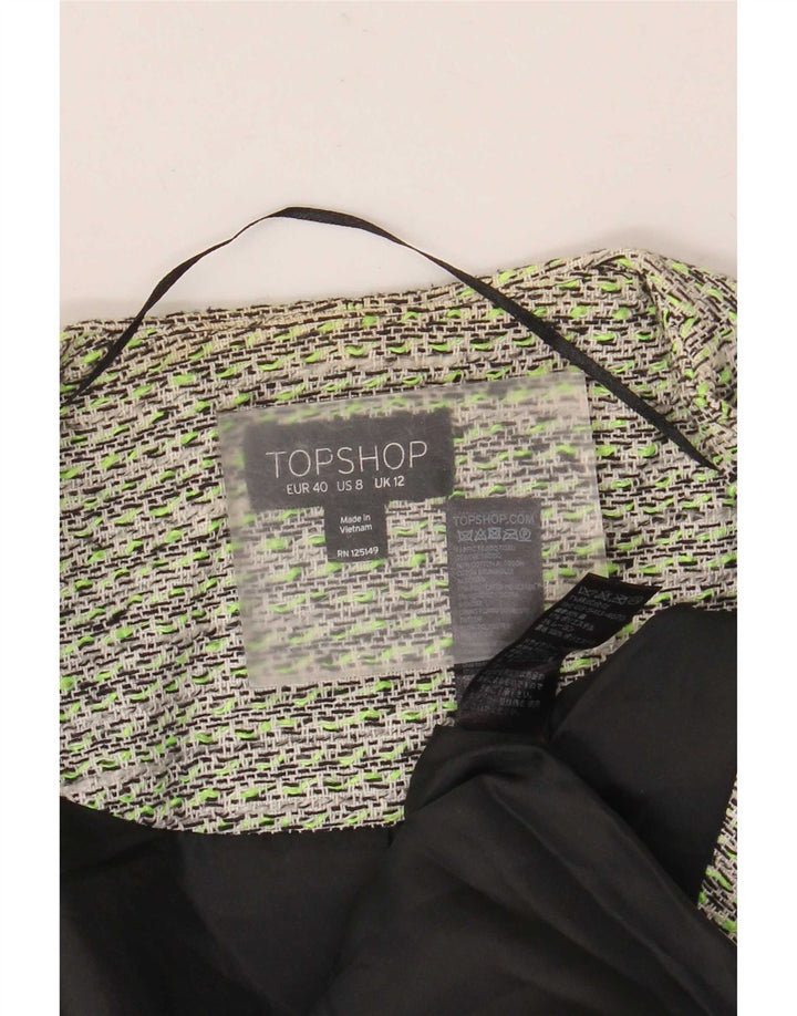 Topshop Womens Open Blazer Jacke UK 12 Mittelgrüne Baumwolle