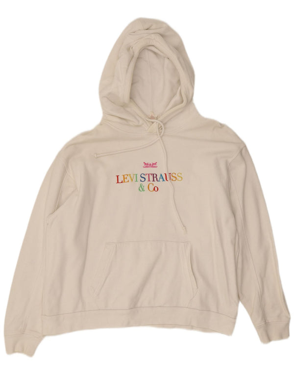 Levi's Damen-Kapuzenpullover mit Grafik, übergroß, Größe UK 14, mittelweiße Baumwolle