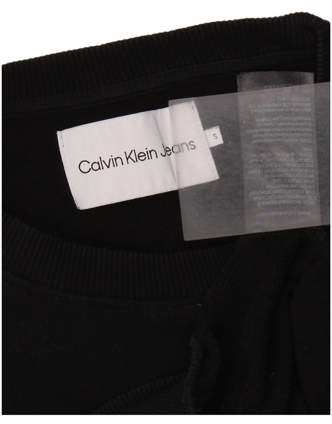 CALVIN KLEIN JEANS Damen Crop Sweatshirt Pullover UK 10 Small Schwarz