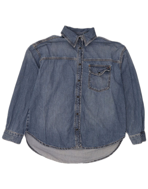 TOMMY HILFIGER Womens Oversized Denim Shirt UK 8 Small Blue Cotton