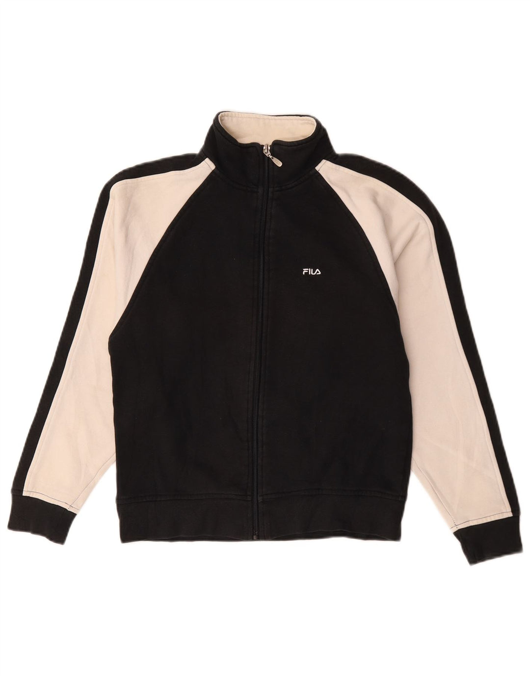 Fila Damen-Trainingsanzug-Oberteil, übergroß, Jacke, Gr. 10, Größe S, Schwarz, Farbblock