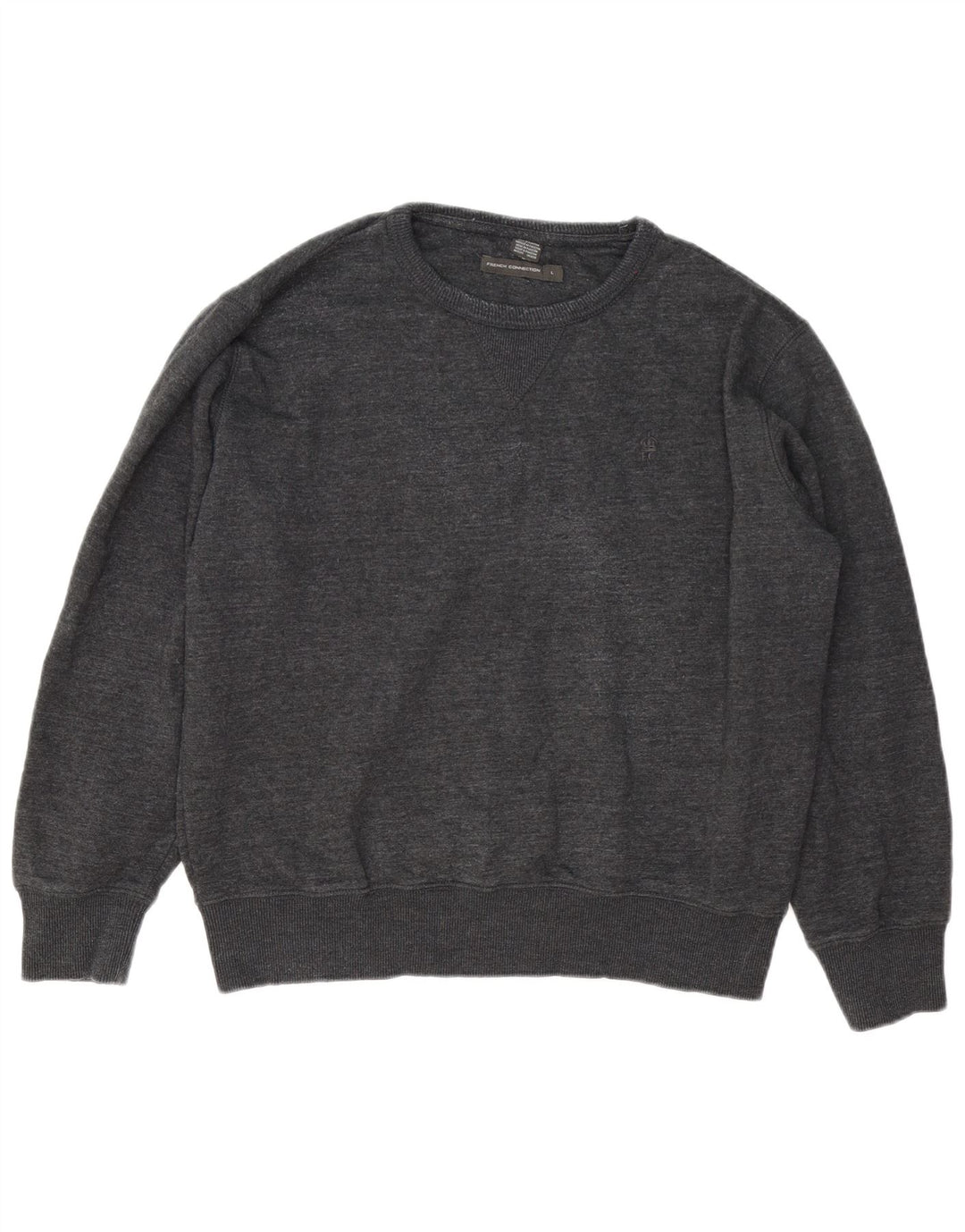 French Connection Herren-Sweatshirt-Pullover, groß, graue Baumwolle