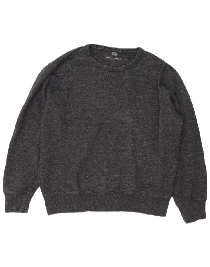 French Connection Herren-Sweatshirt-Pullover, groß, graue Baumwolle