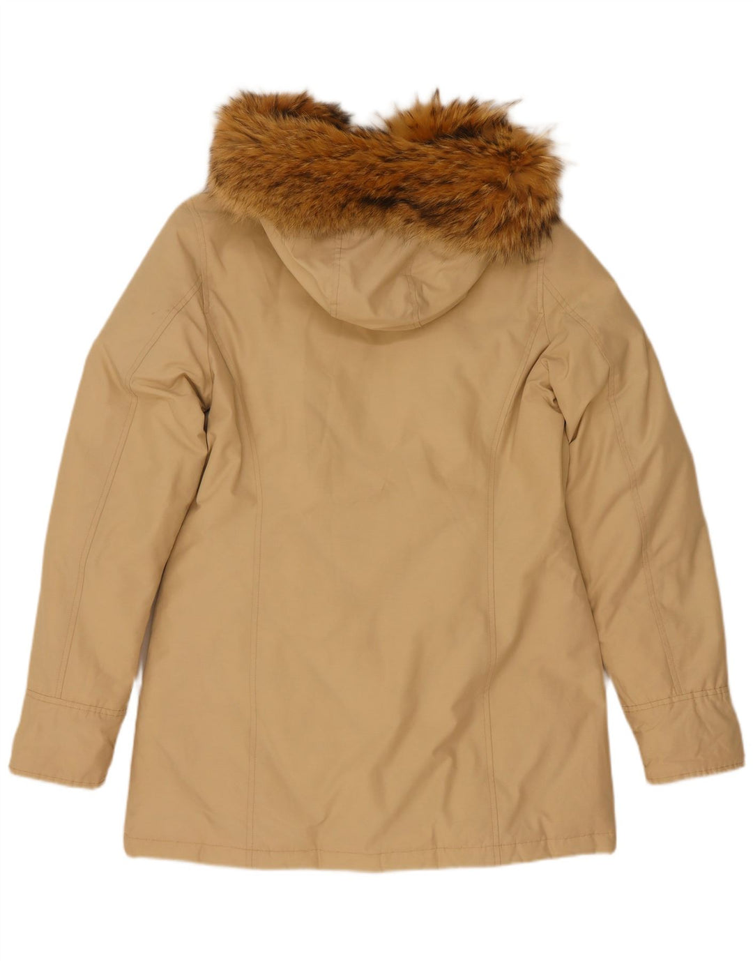Woolrich Wattierter Damenmantel mit Kapuze, UK 14, mittelbeige Baumwolle
