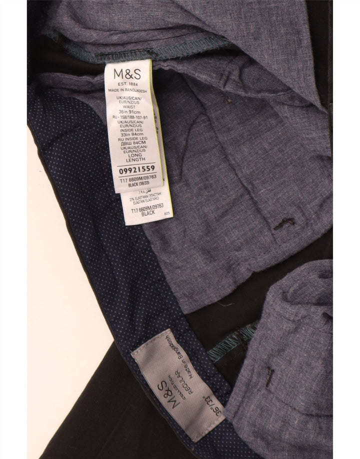 MARKS & SPENCER Herren-Chinohose mit normaler Passform, W36 L33, schwarze Baumwolle