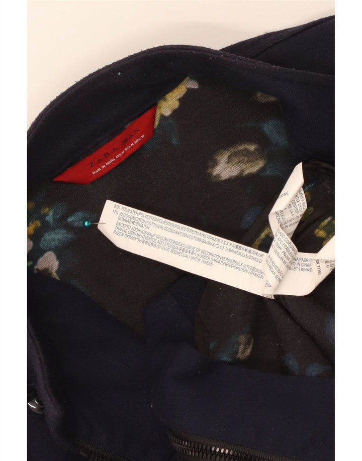 ZARA Herren Bomberjacke UK 38 Medium Marineblau Polyester
