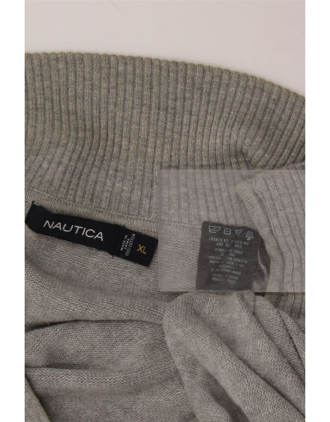 NAUTICA Herren-Pullover mit Reißverschluss am Hals, XL, graue Argyle-/Diamant-Baumwolle