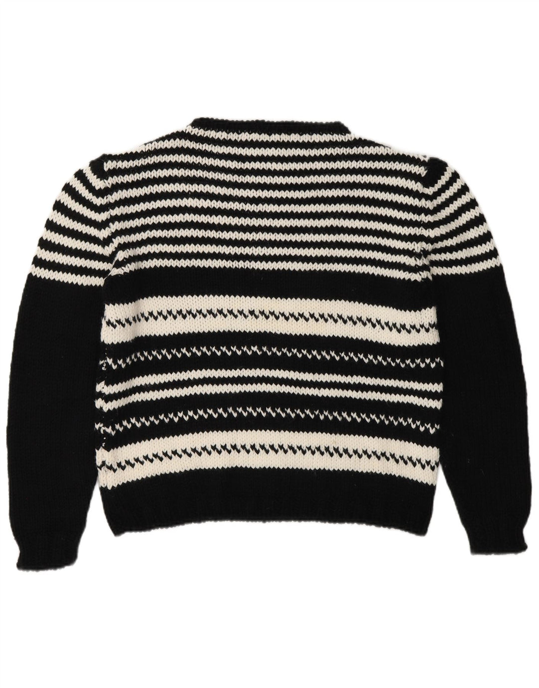 Vintage Damen Rollkragenpullover Pullover UK 14 Medium Schwarz gestreift