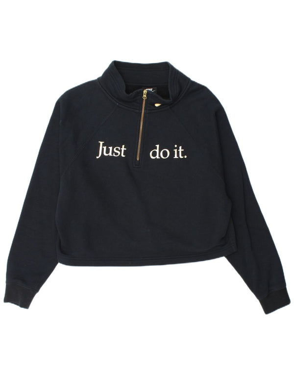 Nike Damen-Sweatshirt mit grafischem Reißverschluss und Reißverschluss, Gr. 14, mittleres Marineblau