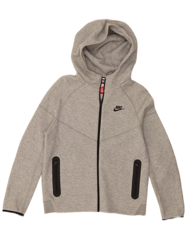 Nike Jungen-Kapuzenpullover mit Reißverschluss, 13–14 Jahre, XL, grau gefleckte Baumwolle