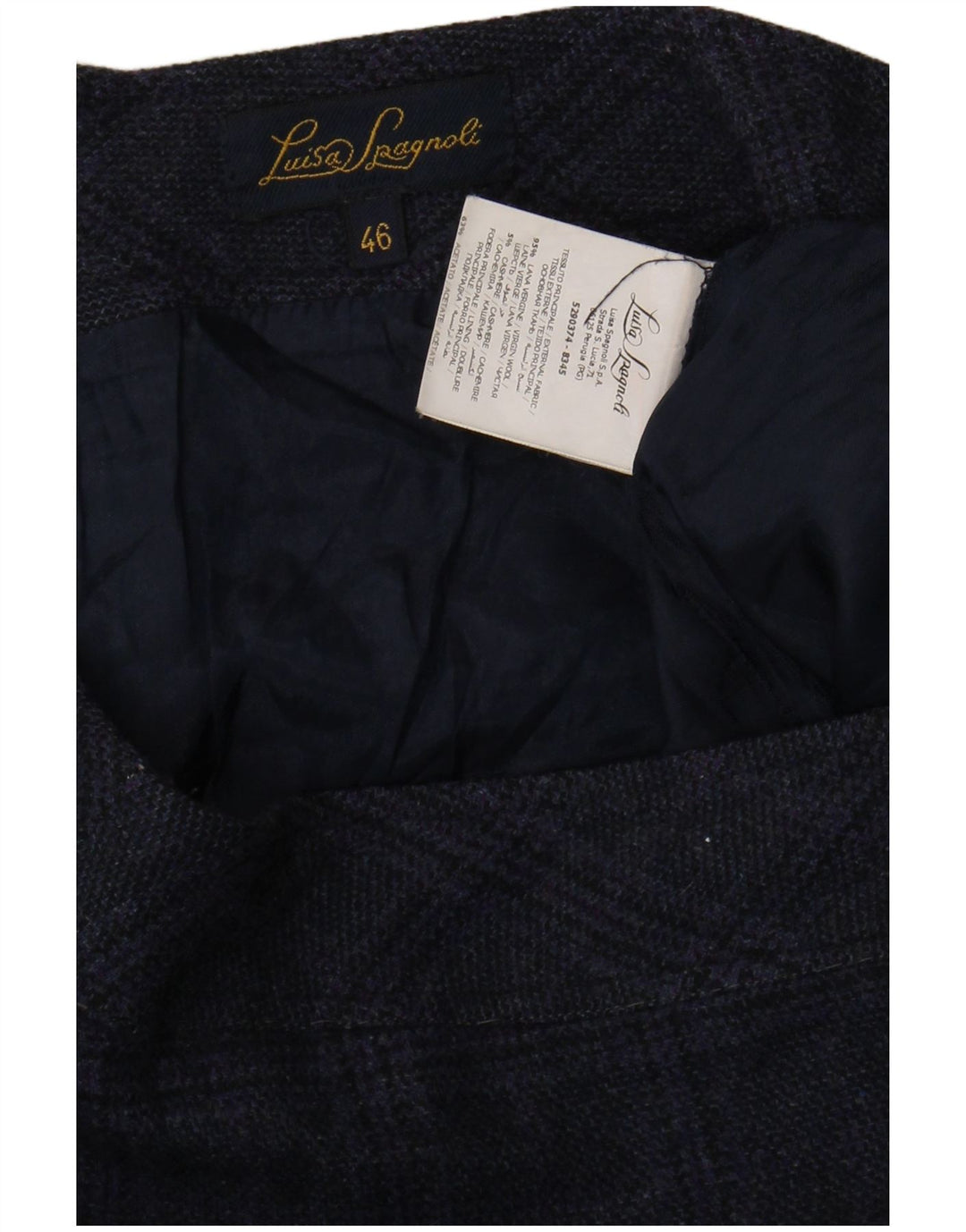 Luisa Spagnoli Damen Bleistiftrock IT 46 Large W36 Marineblau kariert