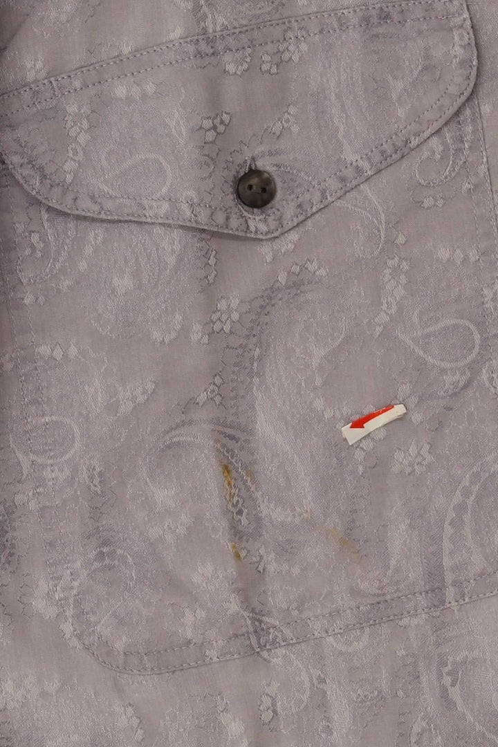 VINTAGE Mens Shirt Size 41/42 Large Purple Paisley Polyester