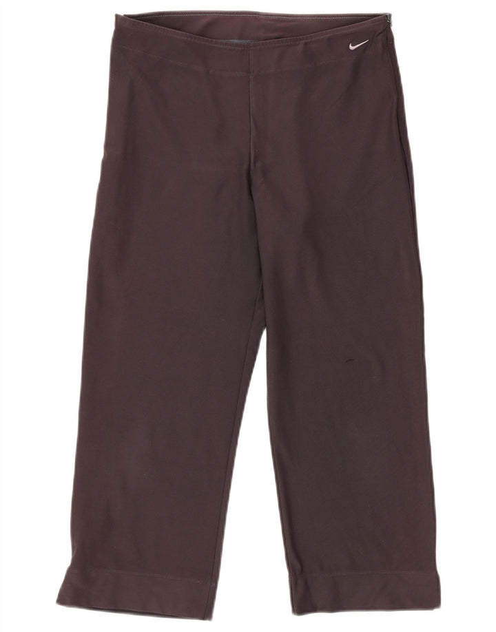 NIKE Womens Dri Fit Capri Trainingshose UK 12/14 Large Grau Baumwolle