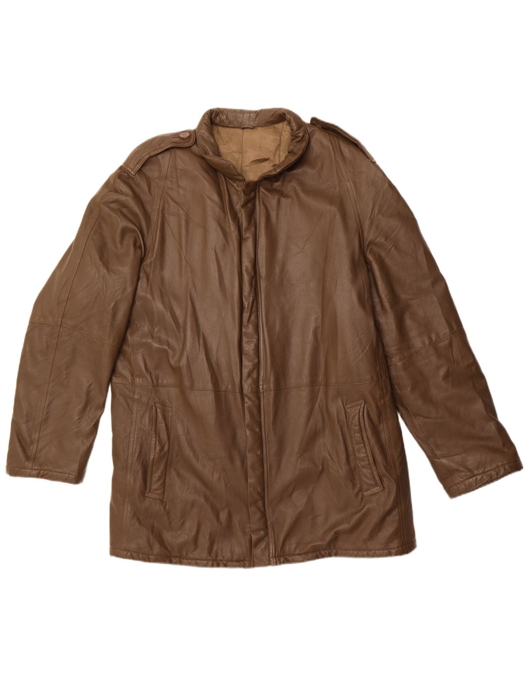 Vintage Herren Militärlederjacke UK 42 XL Khaki Leder