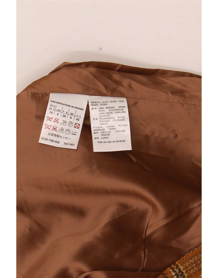 Max Mara Damen Weekend 2-Knopf-Blazer-Jacke, Größe S, braun, kariert, Wolle