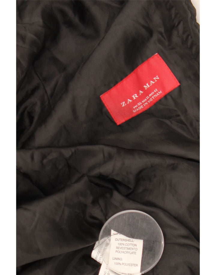 ZARA Herren Militärjacke UK 42 XL Schwarz Baumwolle