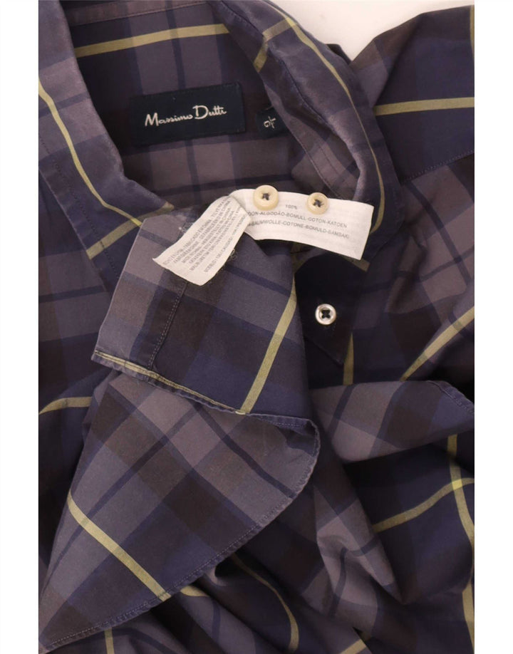 Massimo Dutti Herrenhemd, groß, marineblau, kariert, Baumwolle