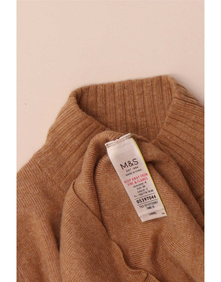 Marks & Spencer Damen Rollkragenpullover Pullover UK 6 XS Braun Polyamid