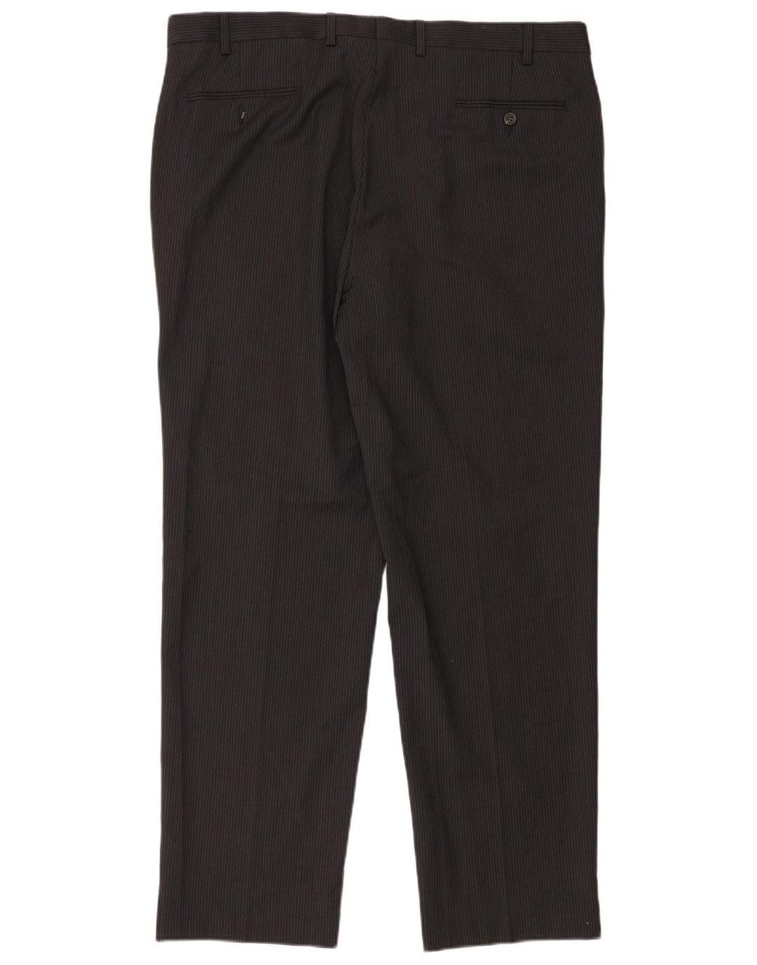 Chaps Herren-Anzughose, gerade, W40, L32, schwarze Nadelstreifenwolle