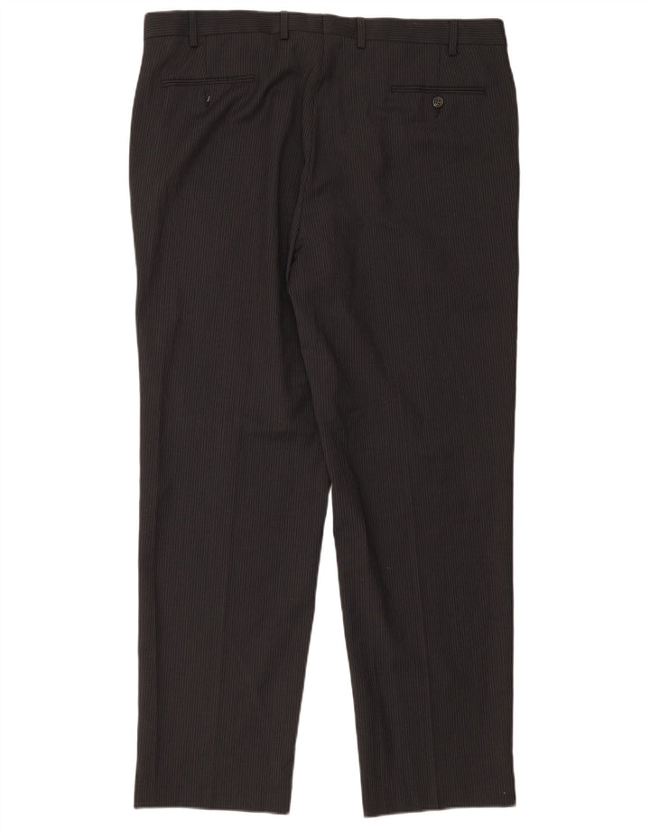 Chaps Herren-Anzughose, gerade, W40, L32, schwarze Nadelstreifenwolle