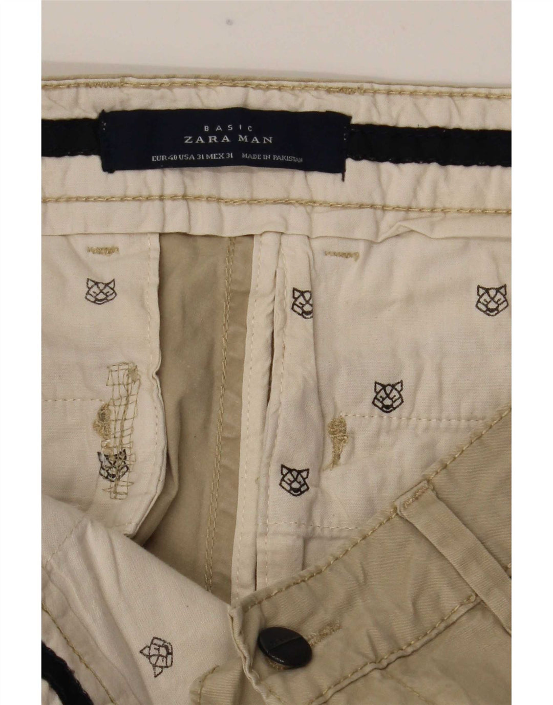 Zara Slim Chino-Hose für Herren, EU 40, M, W34, L32, Beige