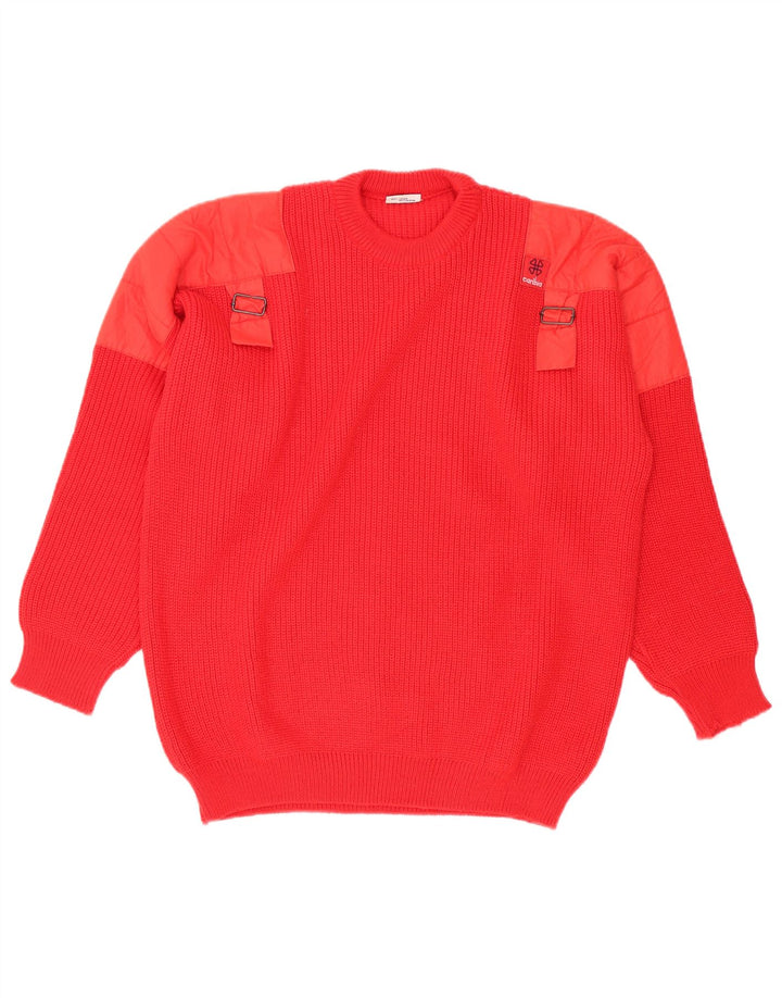 Vintage Herren-Pullover mit Rundhalsausschnitt, mittelrote Wolle