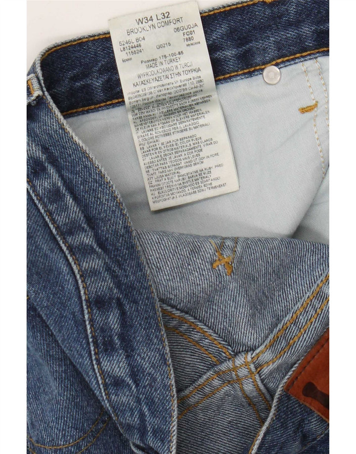 Lee Herren Brooklyn Straight Jeans W34 L32 Blaue Baumwolle