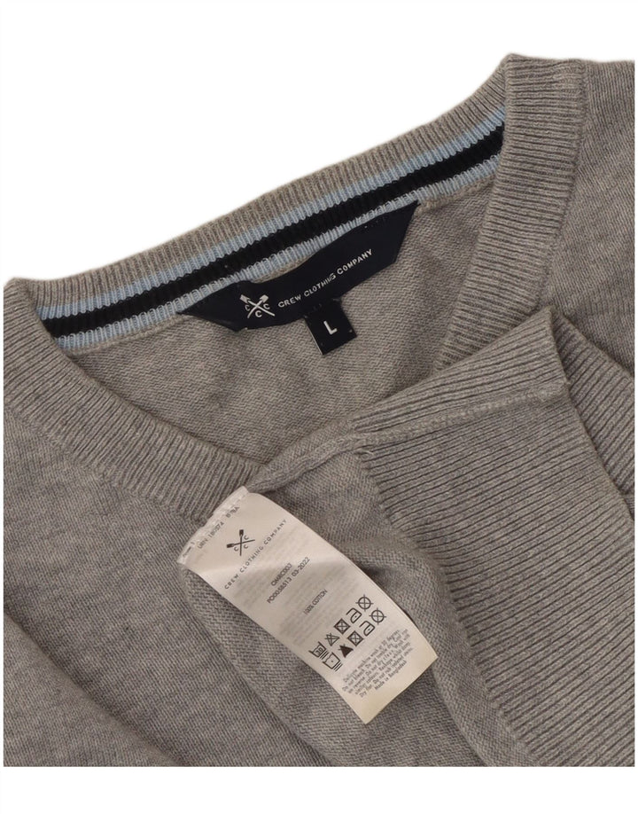 Crew Clothing Herren-Pullover mit V-Ausschnitt, Größe L, Baumwolle, Grau