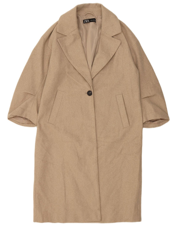 Zara Damen Mantel UK 6 XS Beige Polyester