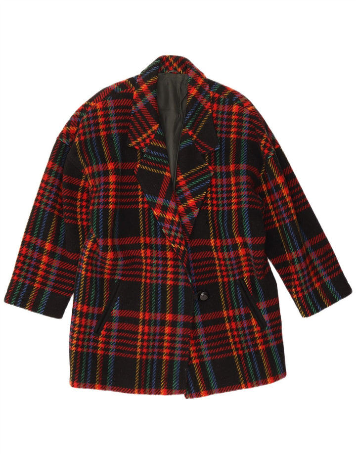 Vintage Damen 1-Knopf-Blazerjacke IT 46 Großer mehrfarbiger Karo