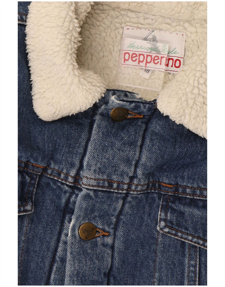 Pepperino Damen Crop Denim Sherpa Jacke UK 18 XL Blau