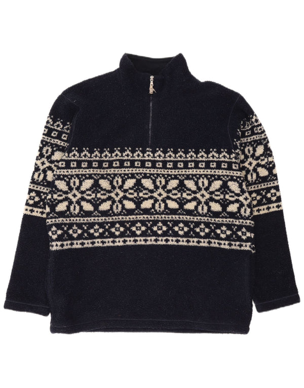 Conte of Florence Herren-Fleecepullover mit Reißverschluss, 2XL, Marineblau, Fair Isle