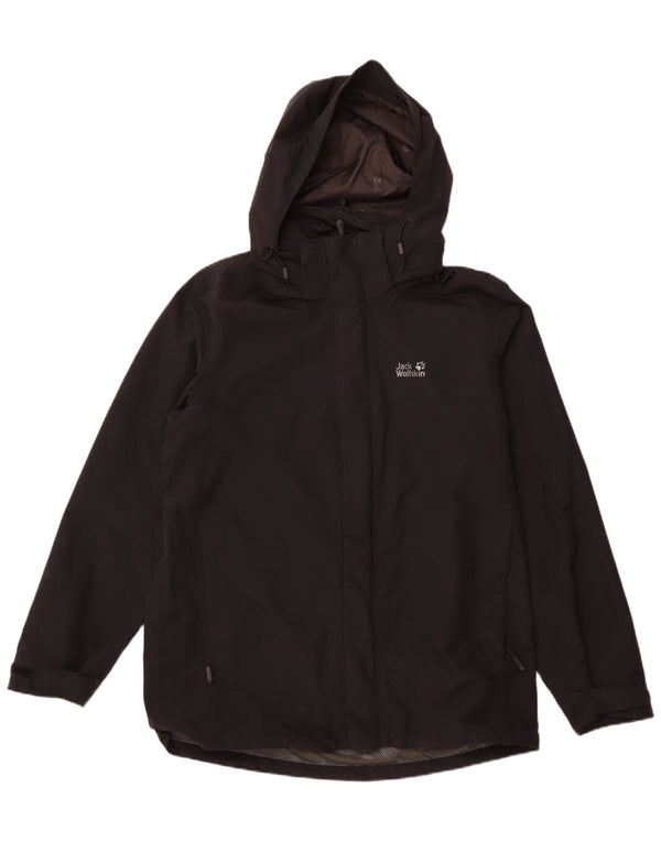 JACK WOLFSKIN Herren-Regenjacke mit Kapuze, UK 42, Größe L, Schwarz, Polyamid